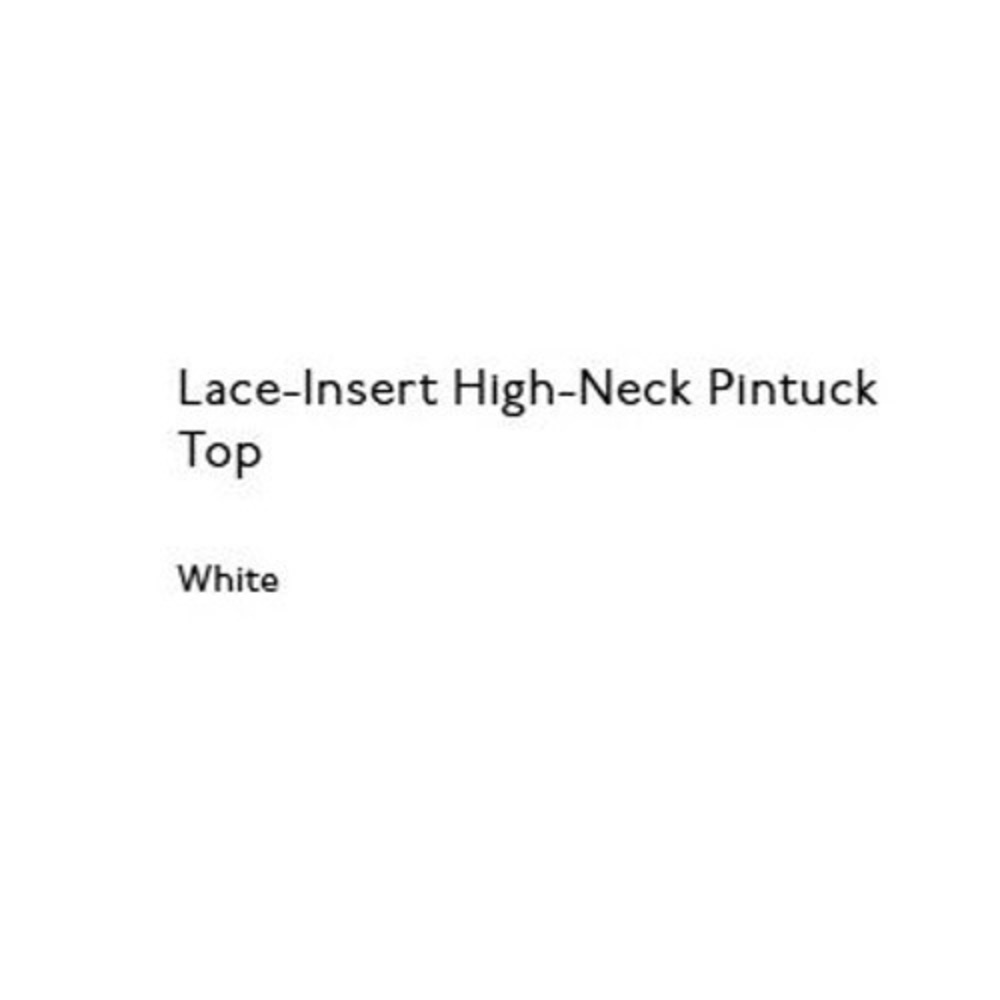 Madewell Top Womens Large White Lace Insert High Neck Pintuck Classic NZ418 - Picture 2 of 11